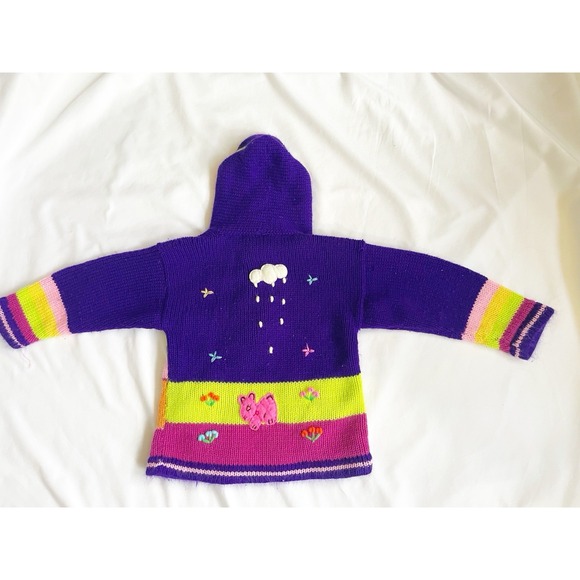 Isabella Mia Baby Jacket Knitted Detailed Multicolor Made In Peru -4 - Picture 2 of 9